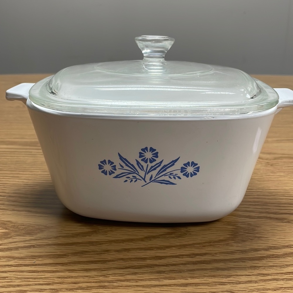 Corning Ware Cornblower Blue 1 3/4 QT Casserole Skillet Baker w Lid